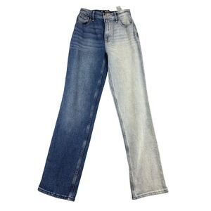Hollister Jeans Women 00R 23x31 Blue Two Tone Ultra High-Rise Stacked Straight